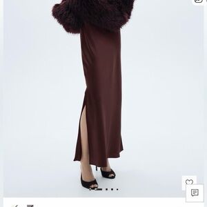 Mango Rich Burgundy Satin Skirt